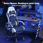 RSPGAME Sedia da Gaming Ergonomica di Base per Adulti, Sedie da Ufficio in Pelle PU con Supporto Lombare Vibrante e Poggiapiedi Retrattile, Sedie per Computer per la Casa