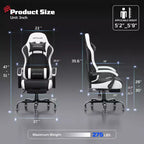 RSPGAME Sedia da Gaming Ergonomica di Base per Adulti, Sedie da Ufficio in Pelle PU con Supporto Lombare Vibrante e Poggiapiedi Retrattile, Sedie per Computer per la Casa