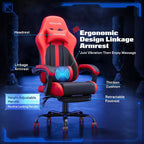 RSPGAME Sedia da Gaming Ergonomica di Base per Adulti, Sedie da Ufficio in Pelle PU con Supporto Lombare Vibrante e Poggiapiedi Retrattile, Sedie per Computer per la Casa
