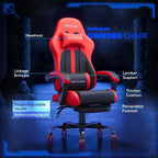 RSPGAME Sedie da Gaming Ergonomiche di Base per Adulti, Sedie da Ufficio in Pelle PU con Supporto Lombare, Cuscino a Molle Insacchettate e Poggiapiedi Retraibile