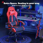 RSPGAME Sedie da Gaming Ergonomiche di Base per Adulti, Sedie da Ufficio in Pelle PU con Supporto Lombare, Cuscino a Molle Insacchettate e Poggiapiedi Retraibile