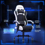 RSPGAME Sedie da Gaming Ergonomiche di Base per Adulti, Sedie da Ufficio in Pelle PU con Supporto Lombare, Cuscino a Molle Insacchettate e Poggiapiedi Retraibile