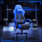 RSPGAME Sedie da Gaming Ergonomiche di Base per Adulti, Sedie da Ufficio in Pelle PU con Supporto Lombare, Cuscino a Molle Insacchettate e Poggiapiedi Retraibile