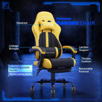 RSPGAME Sedie da Gaming Ergonomiche di Base per Adulti, Sedie da Ufficio in Pelle PU con Supporto Lombare, Cuscino a Molle Insacchettate e Poggiapiedi Retraibile