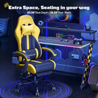 RSPGAME Sedie da Gaming Ergonomiche di Base per Adulti, Sedie da Ufficio in Pelle PU con Supporto Lombare, Cuscino a Molle Insacchettate e Poggiapiedi Retraibile