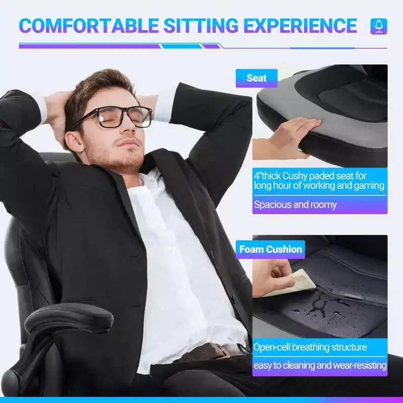 TUYOHW Sedia da Gaming Ergonomica, Sedia da Ufficio con Schienale a S, Modalità Dondolio e Altezza Regolabile, Schiuma ad Alta Resilienza
