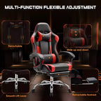 TUYOHW Sedia in Ecopelle con Rotelle e Poggiapiedi, Supporto Lombare, Braccioli Fissi, Sedia da Gaming per Ufficio