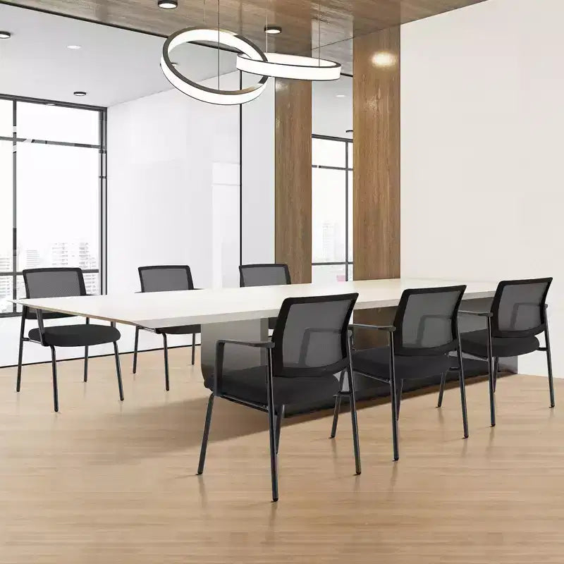 TUYOHW Chaise en maille croisée sans roulettes, lot de 1, chaise de bureau avec support lombaire et pieds en métal, chaise de jeu pour le bureau