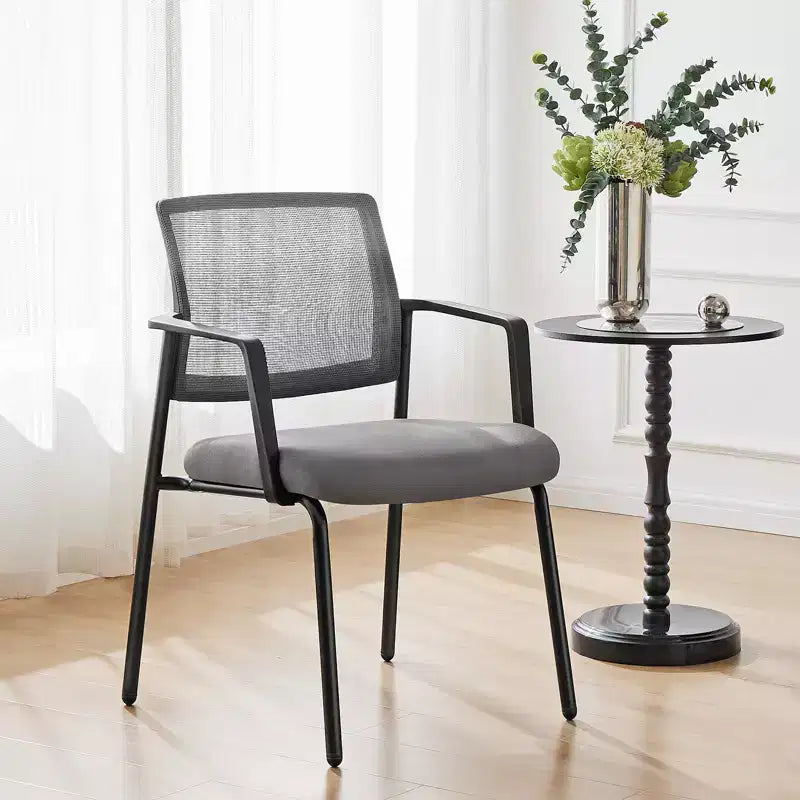 TUYOHW Chaise en maille croisée sans roulettes, lot de 1, chaise de bureau avec support lombaire et pieds en métal, chaise de jeu pour le bureau