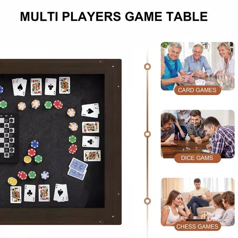 Famapy Table à Manger Multifonctionnelle en Noyer Table Convertible Station de Jeu de Société, de Repas et de Bureau