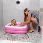 Jasonwell Piscine Gonflable pour Bébé 86 x 25 cm pour Tout-petits 1-3 Ans, Fond Souple, Poignées et Drain, Baignoire Gonflable et Piscine à Balles, Jouet d'été Extérieur, Rose