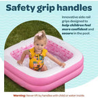 Jasonwell Piscine Gonflable pour Bébé 86 x 25 cm pour Tout-petits 1-3 Ans, Fond Souple, Poignées et Drain, Baignoire Gonflable et Piscine à Balles, Jouet d'été Extérieur, Rose