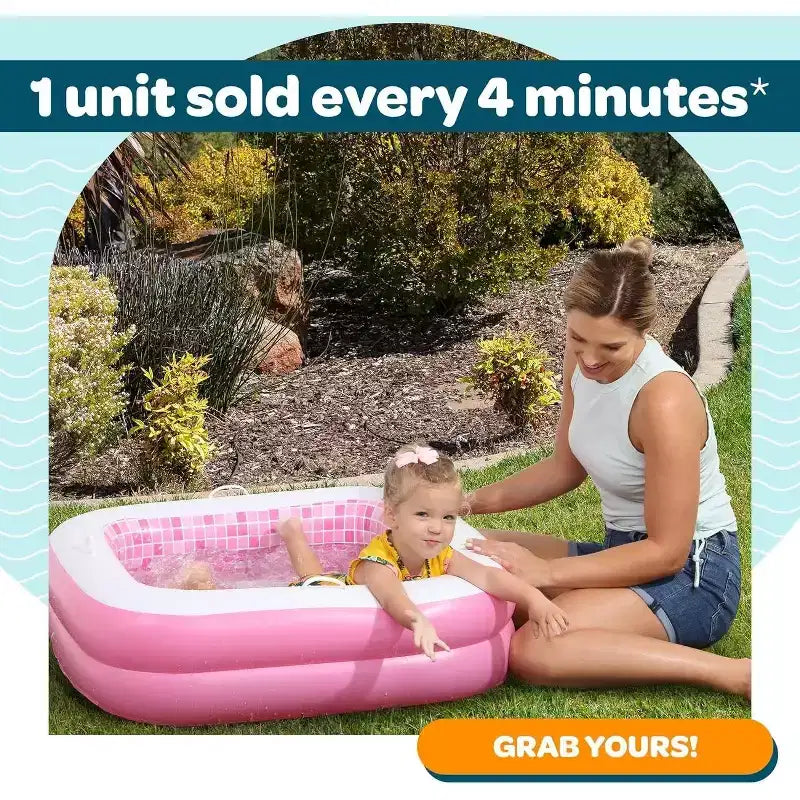 Jasonwell Piscine Gonflable pour Bébé 86 x 25 cm pour Tout-petits 1-3 Ans, Fond Souple, Poignées et Drain, Baignoire Gonflable et Piscine à Balles, Jouet d'été Extérieur, Rose