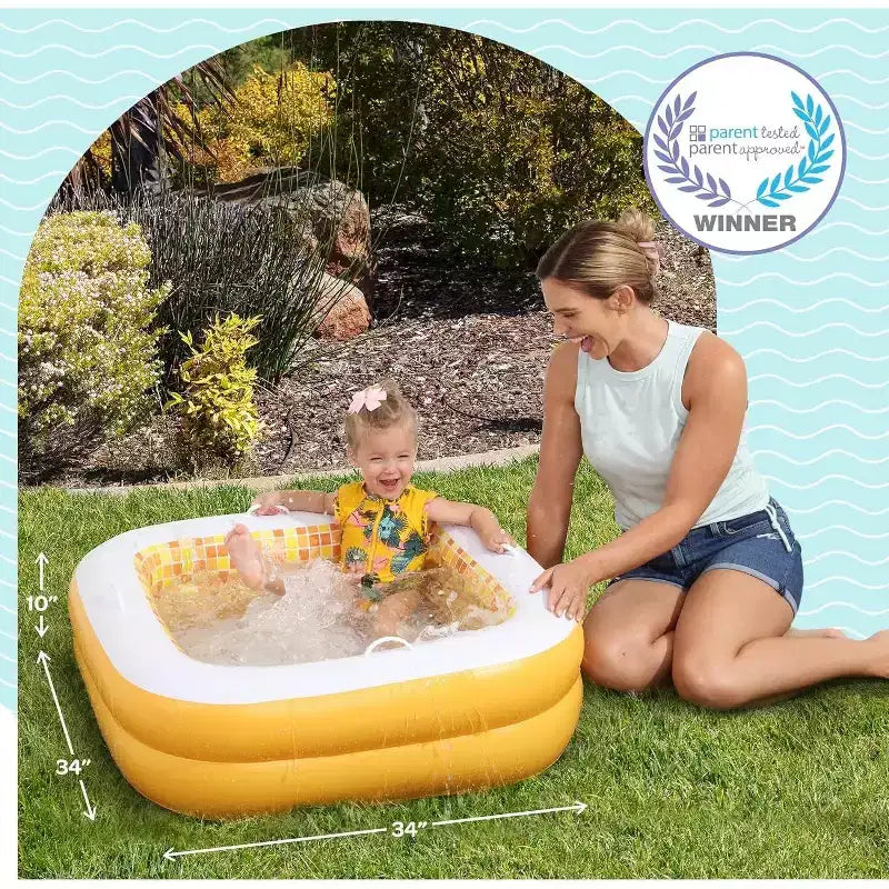 Piscine Jasonwell 86x25 cm pour bébés et tout-petits avec fond rembourré, poignées et drain, baignoire gonflable et piscine à balles, cadeau d'extérieur pour les 1-3 ans, orange