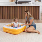 Piscine Jasonwell 86x25 cm pour bébés et tout-petits avec fond rembourré, poignées et drain, baignoire gonflable et piscine à balles, cadeau d'extérieur pour les 1-3 ans, orange