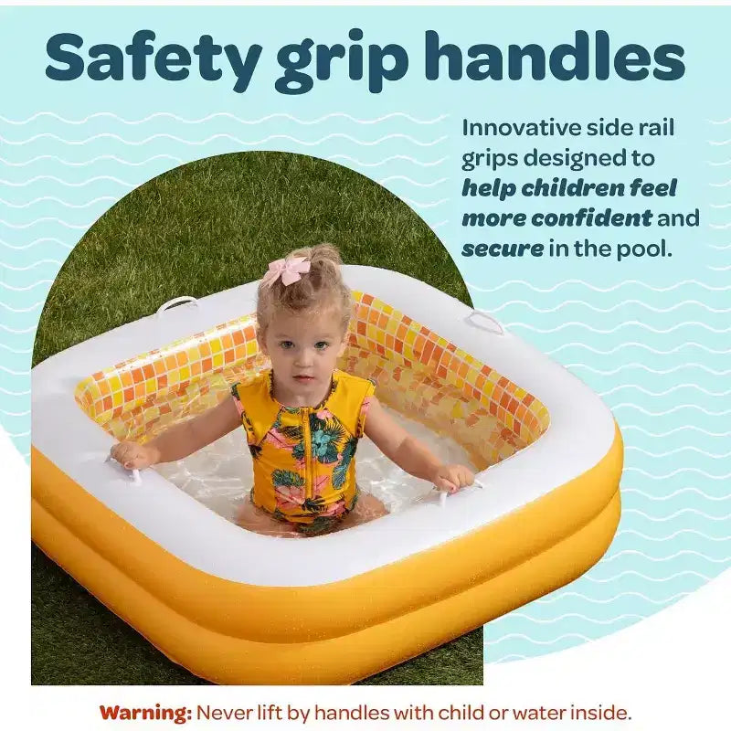 Piscine Jasonwell 86x25 cm pour bébés et tout-petits avec fond rembourré, poignées et drain, baignoire gonflable et piscine à balles, cadeau d'extérieur pour les 1-3 ans, orange