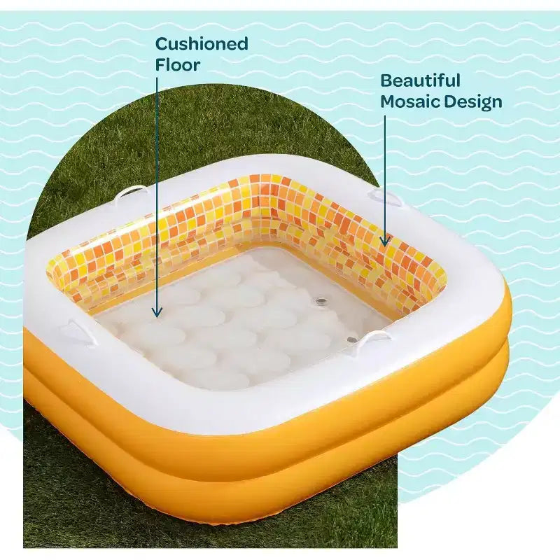 Piscine Jasonwell 86x25 cm pour bébés et tout-petits avec fond rembourré, poignées et drain, baignoire gonflable et piscine à balles, cadeau d'extérieur pour les 1-3 ans, orange