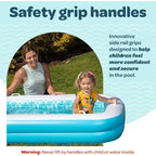 Jasonwell Piscine Gonflable 2 en 1 pour Enfants 65x39x10, Fond Coussiné Doux, Poignées, Vidange, Piscine Rectangulaire Peu Profonde pour Enfants de 2 ans et plus, Bleu Été