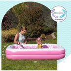 Piscine gonflable pour enfants 2-en-1 Jasonwell 65x39x10, fond rembourré doux, poignées, vidange, piscine rectangulaire peu profonde pour enfants de 2 ans et plus, rose ludique