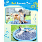 Tapis de jeu aquatique antidérapant Jasonwell Splash Pad pour chiens et enfants, pour grands chiens, jouet d'arrosage extérieur durable, 170 cm, bleu