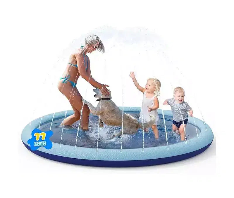 Jasonwell Non-Slip Splash Pad for Kids & Dogs, 77 Thickened Sprinkler Pool, Outdoor Water Toy for Children & Pets, Blue