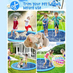 Jasonwell Tapis de Jeu Aquatique Antidérapant pour Enfants et Chiens, Piscine Gonflable de 77 Po avec Jet d'Eau, Jouet d'Eau Extérieur pour Enfants et Animaux de Compagnie, Bleu