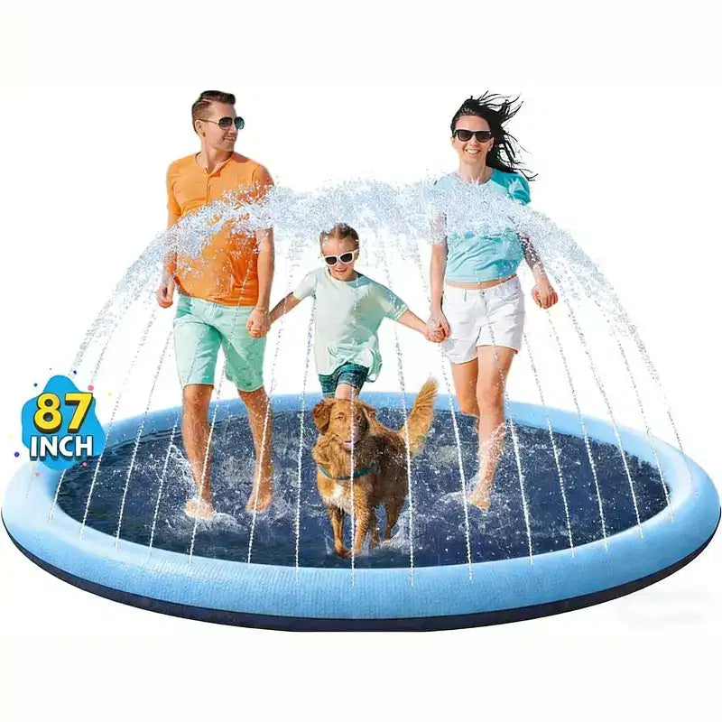 Jasonwell Non-Slip Splash Pad for Kids & Dogs, 87 Thickened Sprinkler Pool, Outdoor Water Toy for Children & Pets, Blue