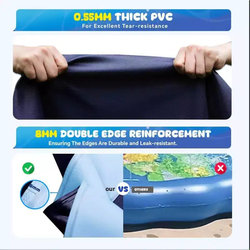 Jasonwell Tapis de jeux aquatique antidérapant pour enfants et chiens, piscine avec arroseur épaissie de 87 pouces, jouet d'eau extérieur pour enfants et animaux domestiques, bleu