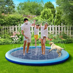 Jasonwell Tapis de jeux aquatique antidérapant pour enfants et chiens, piscine avec arroseur épaissie de 87 pouces, jouet d'eau extérieur pour enfants et animaux domestiques, bleu