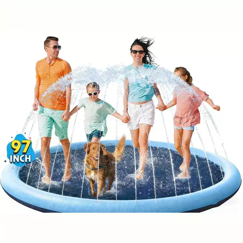 Jasonwell Non-Slip Splash Pad for Kids & Dogs, 97 Thickened Sprinkler Pool, Outdoor Water Toy for Children & Pets, Blue