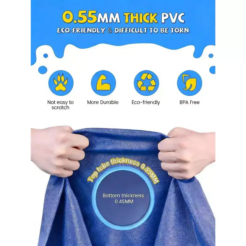 Jasonwell Tapis de jeu aquatique antidérapant pour enfants et chiens, piscine avec arroseur de 97 cm de diamètre, jouet aquatique extérieur pour enfants et animaux de compagnie, bleu