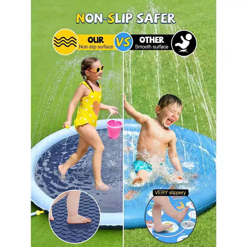 Jasonwell Tapis de jeu aquatique antidérapant pour enfants et chiens, piscine avec arroseur de 97 cm de diamètre, jouet aquatique extérieur pour enfants et animaux de compagnie, bleu