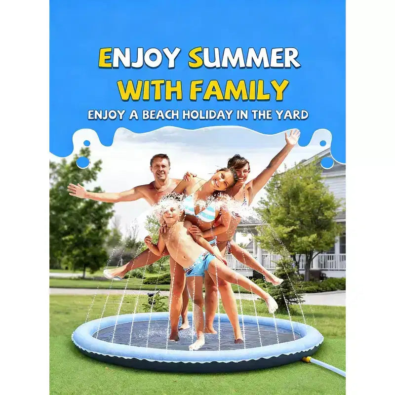 Jasonwell Tapis de jeu aquatique antidérapant pour enfants et chiens, piscine avec arroseur de 97 cm de diamètre, jouet aquatique extérieur pour enfants et animaux de compagnie, bleu