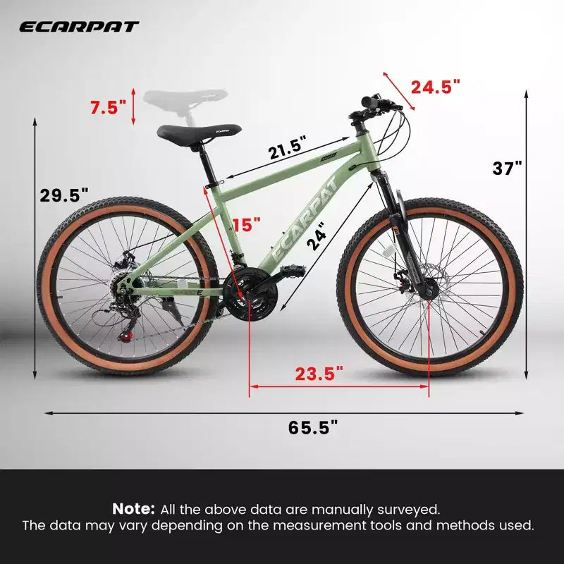 Mountain bike con ruote da 24 pollici, 21 velocità, bici da città e per pendolari da uomo e donna