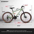 Mountain bike con ruote da 24 pollici, 21 velocità, bici da città e per pendolari da uomo e donna