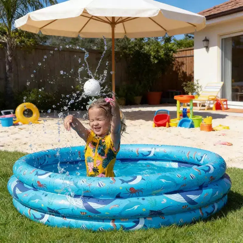 Jasonwell 48X12 Inflatable Kiddie Pool for Toddlers, Round Blow-up Pool with Cushioned Floor & Ball Pit Toys for Ages 2-5, Blue