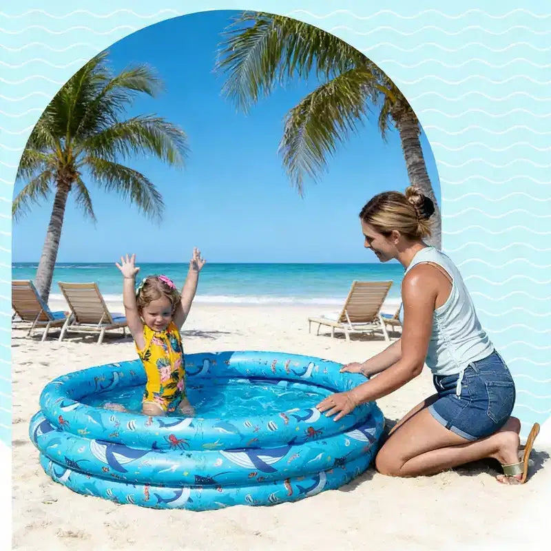 Jasonwell Piscine gonflable pour enfants de 122 x 30 cm, piscine ronde avec fond rembourré et jouets pour balles pour les 2-5 ans, bleue