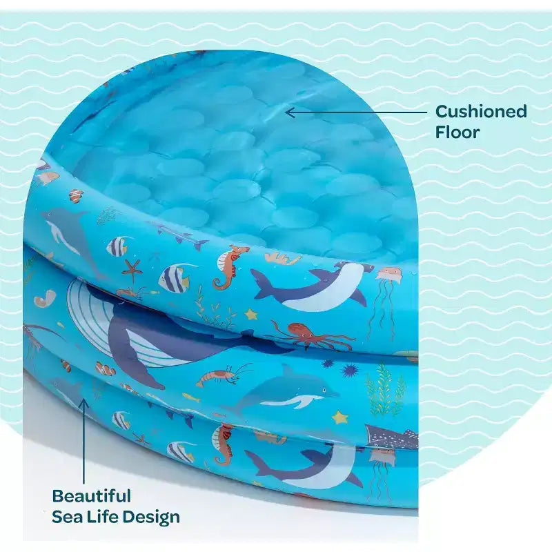 Jasonwell Piscine gonflable pour enfants de 122 x 30 cm, piscine ronde avec fond rembourré et jouets pour balles pour les 2-5 ans, bleue