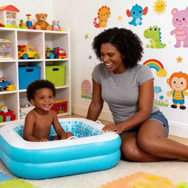 Piscine gonflable pour bébé Jasonwell 34x10 pour tout-petits de 1 à 3 ans, fond souple, poignées et vidange, baignoire gonflable et piscine à balles, jouet d'été extérieur pour garçons