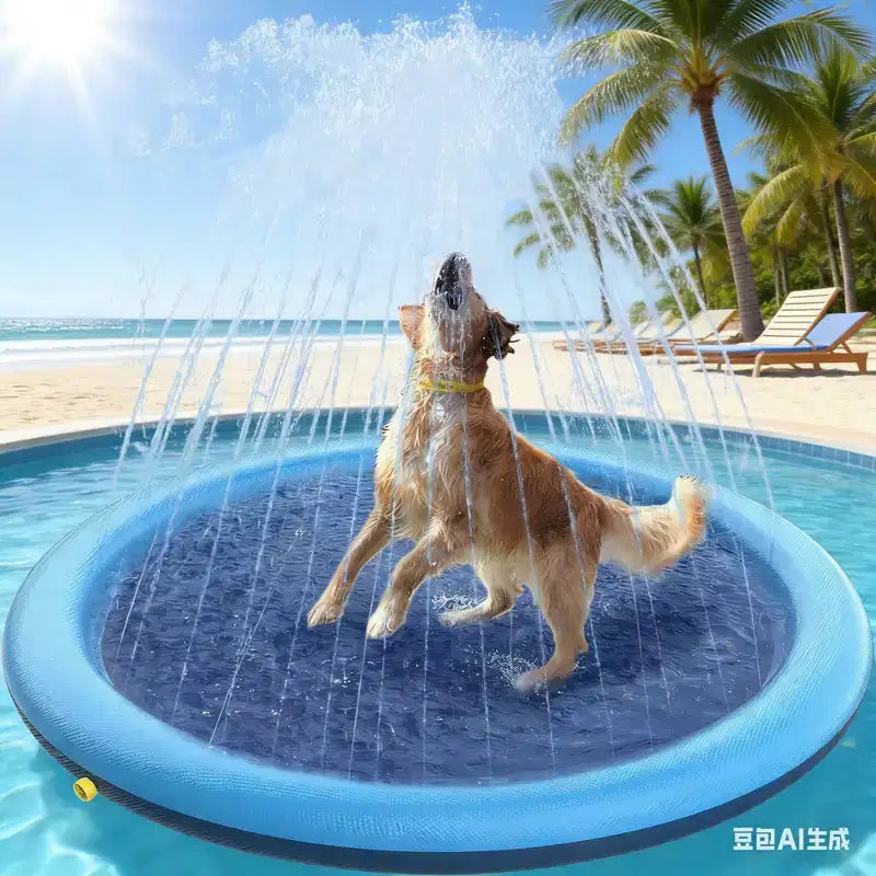 Jasonwell Splash Pad for Dogs & Kids, 51 Anti-Slip Outdoor Water Play Mat for Large Dogs, Summer Sprinkler Toy, Blue