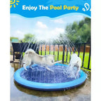 Jasonwell Tapis de jeu aquatique antidérapant pour chiens et enfants, 130 cm, pour grands chiens, jouet d'arrosage d'été, bleu