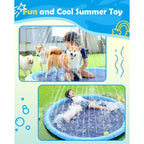 Jasonwell Tapis de jeu aquatique antidérapant pour chiens et enfants, 130 cm, pour grands chiens, jouet d'arrosage d'été, bleu