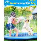 Jasonwell Tapis de jeu aquatique antidérapant pour chiens et enfants, 130 cm, pour grands chiens, jouet d'arrosage d'été, bleu
