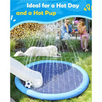 Jasonwell Tapis de jeu aquatique antidérapant pour chiens et enfants, 130 cm, pour grands chiens, jouet d'arrosage d'été, bleu