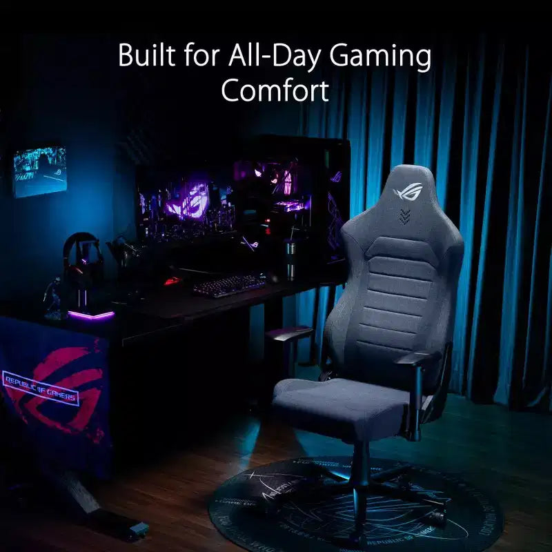 Sedia da gaming ASUS ROG Aethon Fabric Edition, cuscino del sedile a doppia densità, braccioli 2D con morbida imbottitura, supporto lombare integrato, struttura interamente in acciaio