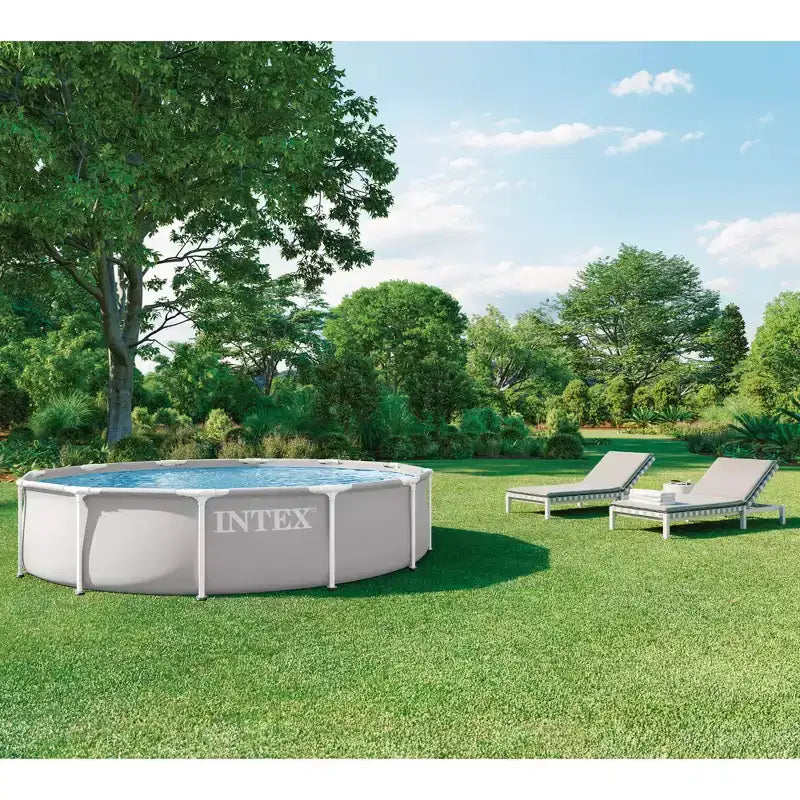 Intex : Piscine tubulaire Prism Frame Premium - 3,66 m x 76 cm, grise, piscine hors sol