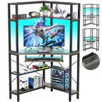 Bureau d'angle informatique Besiost avec huche, bureau de jeu avec tiroir clavier pour bureau à domicile