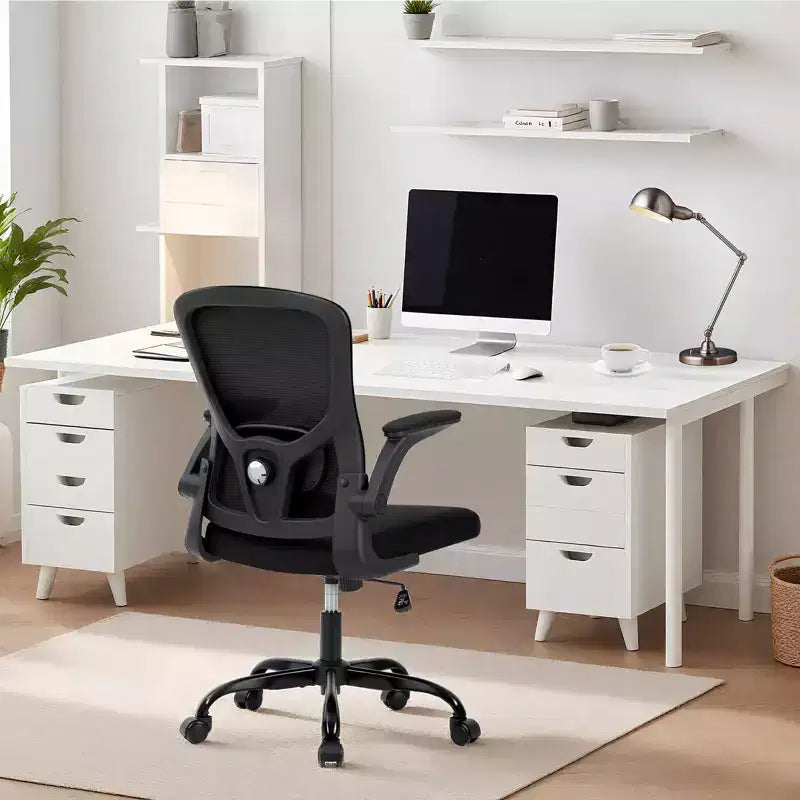Sedia da ufficio Garvee con supporto lombare e poggiatesta regolabili, braccioli ribaltabili, sedia girevole ergonomica nera con schienale alto per ufficio domestico, gaming, nero