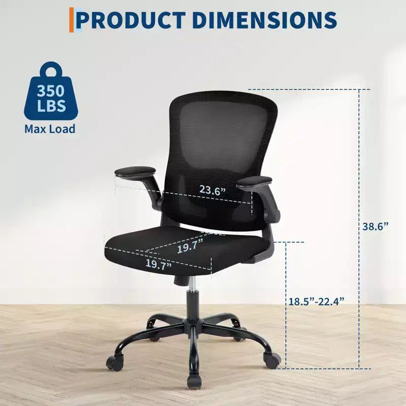 Sedia da ufficio Garvee con supporto lombare e poggiatesta regolabili, braccioli ribaltabili, sedia girevole ergonomica nera con schienale alto per ufficio domestico, gaming, nero