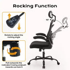 Sedia da ufficio ergonomica, sedia da scrivania per computer con schienale alto, altezza regolabile e braccioli ribaltabili, sedia da gaming in rete confortevole per l'home office